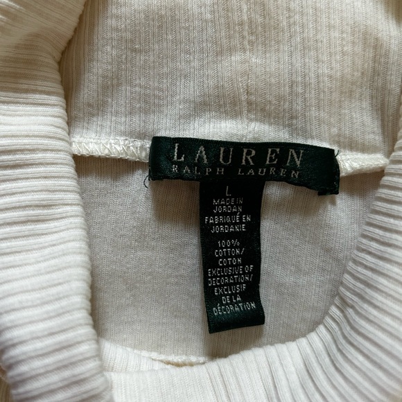 Lauren Ralph Lauren Women’s cotton cowl turtleneck sweater elbow patches Size L - Picture 2 of 8